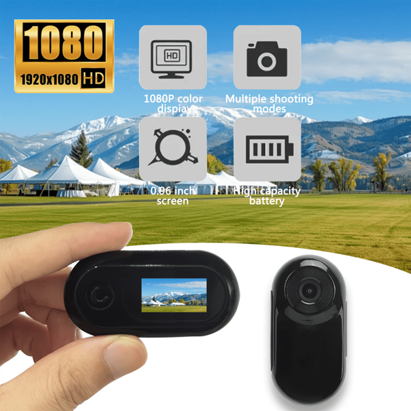 Cámara mini de 1080p con pantalla HD, cámara de acción para exteriores, grabadora de video, cámara deportiva para bicicleta, cámara de salpicadero para coche o bicicleta, videocámara para pulgar