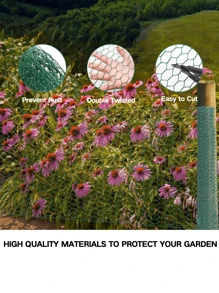2 Rolls Green Hexagon Woven Wire Mesh, Vegetable Garden Flower Pot Green Plant Animals Isolation Fence, Lightweight Woven Hexagonal Iron Wire Fence, Indoor Outdoor Portable Mobile Isolation Net, Flower Wall Decor Photo Decor Plant Climbing Net