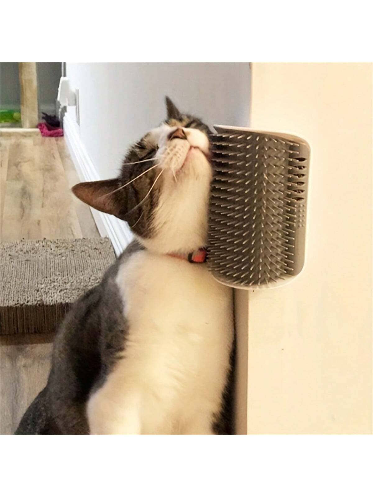 1pc Pet Cat Scratching Massage Brush With Mint Ball, Feline Rubbing Corner Molar Toy, Anti-Shedding & Itching