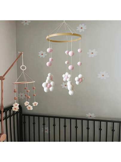1pcNordic Hairball Flower Wind Chime Bed Bell Baby Room Children's Room Children's Clothing Shop Wind Chime Decorationbaby Shower Family Decorations Gifts