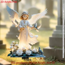 1pc 2D Acrylic Multi-Functional Decoration, Angel & Flower Plaque, Memorial Gifts Commemoration, Suitable For Cemetery Art Decoration, Outdoor Garden Yard Home Decor, Indoor Potted Plants Decor, Lawn Grass Ground Stake, No Electricity Needed - Multicolor - View 6