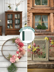 2 Rolls Green Hexagon Woven Wire Mesh, Vegetable Garden Flower Pot Green Plant Animals Isolation Fence, Lightweight Woven Hexagonal Iron Wire Fence, Indoor Outdoor Portable Mobile Isolation Net, Flower Wall Decor Photo Decor Plant Climbing Net