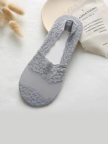 1 à 5 paires de chaussettes basses décontractées pour femmes, chaussettes invisibles en dentelle fleurie avec silicone antidérapant, chaussettes bateau invisibles respirantes et en dentelle pour un usage quotidien