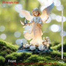 1pc 2D Acrylic Multi-Functional Decoration, Angel & Flower Plaque, Memorial Gifts Commemoration, Suitable For Cemetery Art Decoration, Outdoor Garden Yard Home Decor, Indoor Potted Plants Decor, Lawn Grass Ground Stake, No Electricity Needed - Multicolor - View 1