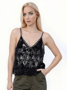 Women Tank Tops & Camis - Black - View 9
