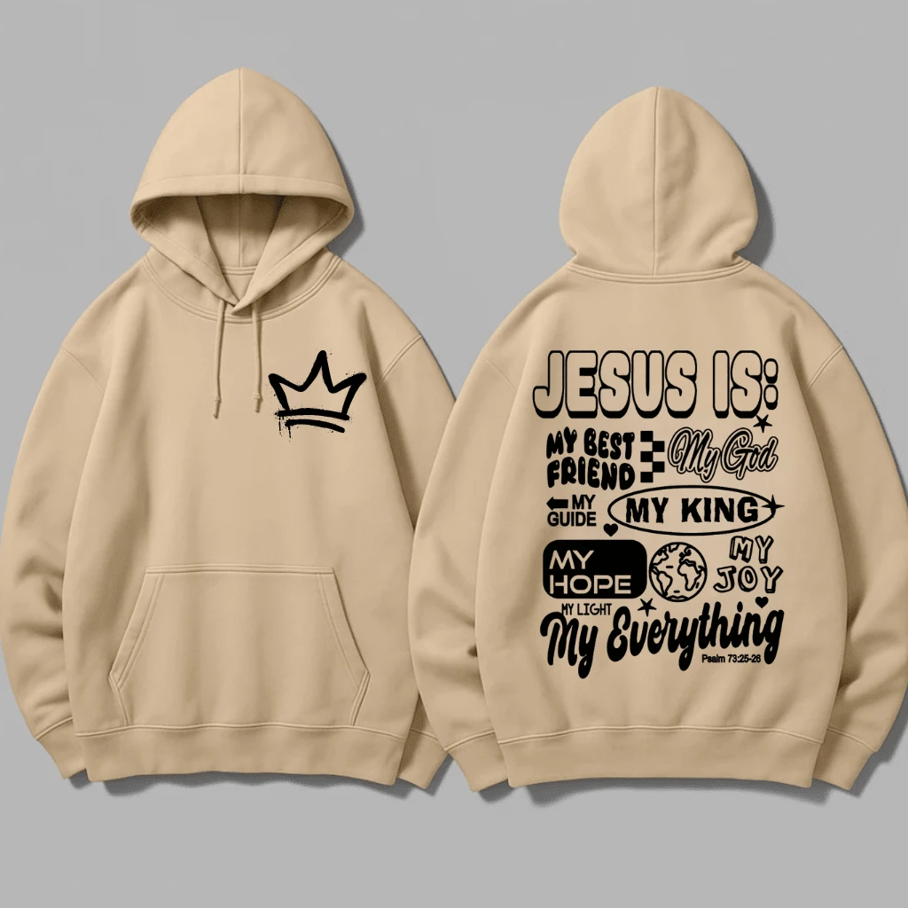 Ganguru Sweatshirt With Pocket Jesus King Gospel Warm Cotton Frinelado - Beige - View 1