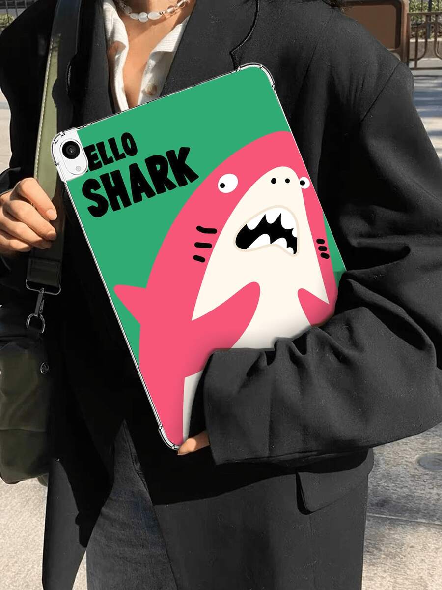 1个 Hello Shark 粉色鲨鱼可爱卡通风格防震平板电脑保护套，适用于 Galaxy Tab A7 LITE、Pro 11 英寸（2021款，第十代） - 彩色 - 查看 1