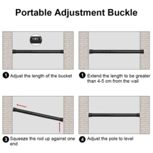 50-410cm Telescopic Clothes Hanging Rod No Drilling, Adjustable Shower Curtain Rod For Bathroom, Clothes Rack Support For Bedroom And Home, Bathroom Decoration For Summer - 黑色 - 查看 6