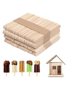50 piezas de palitos de madera viejos para paletas, moldes de palitos de helado, barras de helado casero de madera, palitos de madera de colores para manualidades de niños, suministros de manualidades para actividades entre padres e hijos