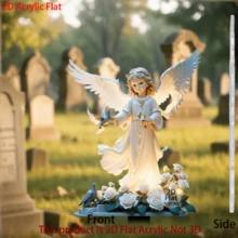 1pc 2D Acrylic Multi-Functional Decoration, Angel & Flower Plaque, Memorial Gifts Commemoration, Suitable For Cemetery Art Decoration, Outdoor Garden Yard Home Decor, Indoor Potted Plants Decor, Lawn Grass Ground Stake, No Electricity Needed - Multicolor - View 8