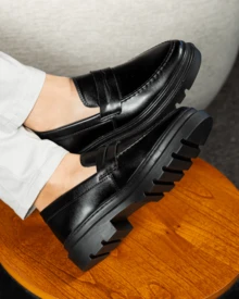 Piettro Men's Casual Loafer Dress Shoes Work Events Comfortable - màu đen - Xem 7