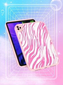 1 Peça Capa Protetora à prova de queda para Tablet em Estilo Minimalista com Listras de Zebra Rosa, Adequada para MatePad 10.4" e IPad 10.2", com Couro Anti-Queda Giratório de 360 Graus e Espessura
