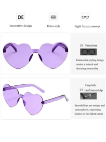 45pcs, 20pcs, 10pcs Frameless Fashion Sunglasses - 5pcs Random Multi-Color Heart-Shape Sunglasses, Funny Outdoor Sunglasses For Party, Heart-Shaped Sunglasses, Candy Color Frameless Photo Props, Essential Party Favors For Men & Women - Multicolor - View 7