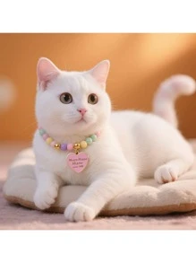 2pcs Cat Beaded Necklace Cute Highly Attractive Rhinestone-Studded Dog&Cat Collar Decorative Item For Photo-Shooting Necklace Resistant To Cat Bites&Licks(Katzen Halsband,Halsband Katze)