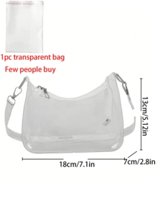 Women's Fashion Clear PVC Underarm Shoulder Bag For Daily Use, Transparent Shoulder Bag, Stadium Approved Clear Bag, Clear Transparent Purse Bag For Concerts Sports Events Festivals, Waterproof, Sandproof Transparent Bag, Beach Sports Picnic Snacks Clear Purse For Women