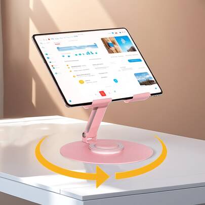 Tablet Stand 360° Rotating Adjustable Tablet Holder Metal Foldable IPad Stand Holder For Desk Table Compatible With IPad Pro 9.7,10.5,10.9, 11, Mini 4 3 2,Tab,Kindle, E-Reader(Pink) Compatible With IPhone, Android Phone, Gift For Birthday, Family, Friends Phone Holder, Phone Stand, Phone Accessories