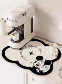 Disney 1pc Disney Mickey Mouse Silicone Coffee Machine Drying Mat, Waterproof Anti-Oil Desk Pad, Heat Resistant Cup Mat, Non-Slip Kitchen Table Mat (Mickey Mouse Design Has 1 Mickey, Mickey & Minnie Design Has 2 Mickeys)