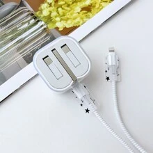 Set de 3 piezas, cargador transparente estándar del Reino Unido de 18W/20W para 13/14/15/16, protector de cable y cabezal de cargador de TPU, regalo, accesorios de oficina electrónicos, protector de cables, accesorios de cargador, accesorios para teléfonos