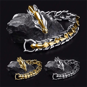 1 قطعة سوار بشكل رأس التنين الفايكنجي طراز بانك طول 20 سم للرجال ، إكسسوار أنيق عتيق مناسب للاستخدام اليومي والسهرات والهدايا