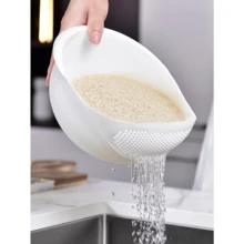1 Piece - Plastic Drain Basket, Water Filter Basket, Rice Washing Basket, Rice Washing Basin, Drain Basket, Fruit Plate With Handle, Home Kitchen Filter Artifact,Kitchen Essentials - 白色 - 查看 1