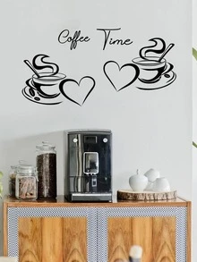 Miếng dán tường họa tiết cốc cà phê, nhãn dán, decal dán tường, decal vinyl trang trí nhà cửa, vật dụng trang trí mùa xuân làm mới ngôi nhà của bạn, nhãn dán trang trí Rama quà tặng sinh nhật tốt nghiệp - màu đen - Xem 13