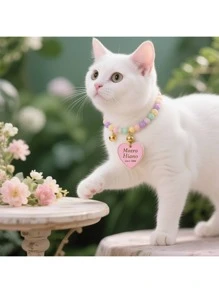2pcs Cat Beaded Necklace Cute Highly Attractive Rhinestone-Studded Dog&Cat Collar Decorative Item For Photo-Shooting Necklace Resistant To Cat Bites&Licks(Katzen Halsband,Halsband Katze)
