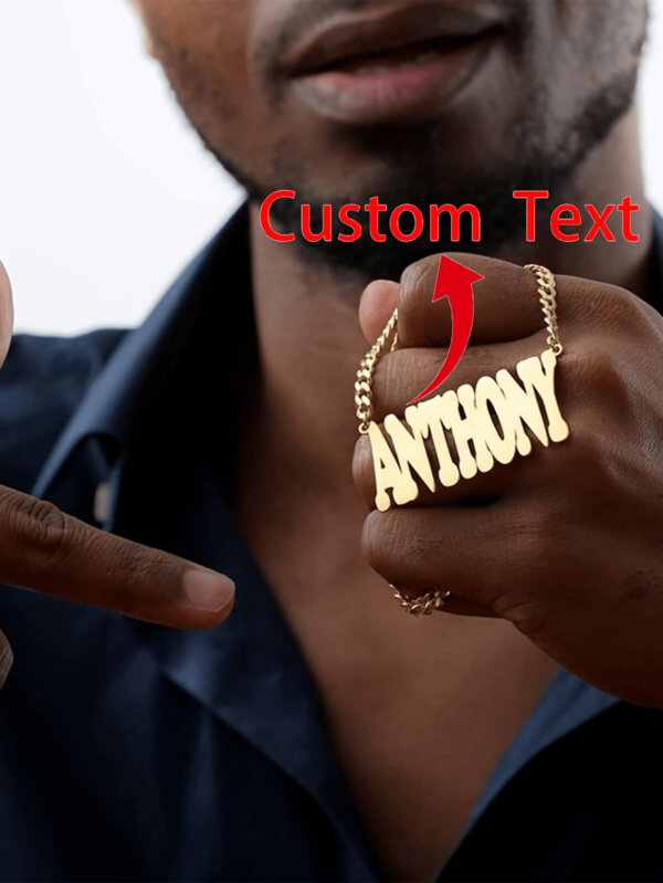 1 Stück personalisierte Namensplakette Massive Kubakette Halskette für Männer, Punk personalisierter großer Buchstaben Anhänger Kette, 55cm Mode Hip-Hop Stil Name Kubanische Kette Schmuck, Party Musik Festival Accessoire, Geschenk für den Freund