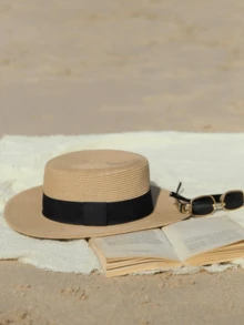 Straw Beach Sun Hats For Women Men Summer Fedoras Boater Hat Packable SPF UV Protection Hats For Women Travel…, Khaki-Dark Orange, Large - Straw Hat - View 9