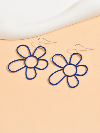 1 paire de boucles d'oreilles minimalistes à la mode, mignonnes et creuses, en alliage, convenant à un port quotidien pour femmes et en cadeau