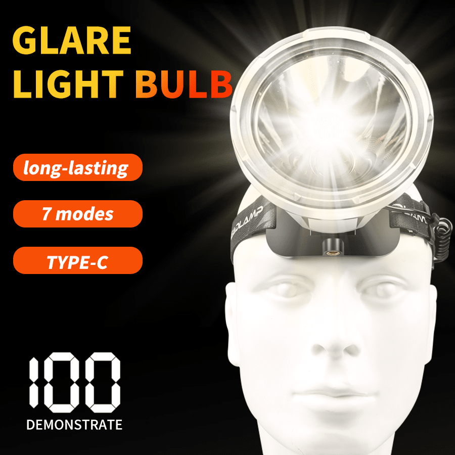 1 pieza Linterna frontal de luz potente, luz de casco de largo alcance para minería, LED recargable para emergencias al aire libre