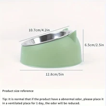 1pc 15° Tilted Stainless Steel Bowl With Cute Cat Ear Design