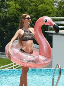 1 st uppblåsbar flamingoformad badring, lämplig för poolpartyn och solbad för att maximera din pooltid!