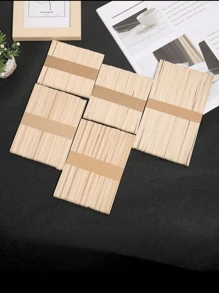 50 piezas de palitos de madera viejos para paletas, moldes de palitos de helado, barras de helado casero de madera, palitos de madera de colores para manualidades de niños, suministros de manualidades para actividades entre padres e hijos