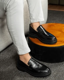 Piettro Men's Casual Loafer Dress Shoes Work Events Comfortable - màu đen - Xem 4