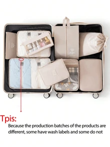 11-In-1 Travel Organizer Set, Multifunction 7pcs Travel Packing Cubes, Luggage Organizer Bags, Clothes Sorting Bags, Summer Travel Luggage Storage Bags, Includes Cosmetic Bag, Garment Bag, Toiletry Bag, Mesh Bag, Clothes Bag, Skincare Bag, Brush Bag, Shoe Bag, Bottle Bag And Drawstring Bag, Suitable For Cruise, Holiday, Beach, Summer Travel Essentials, For Travel, Hospital, Dorm, School, Resort, Hotel