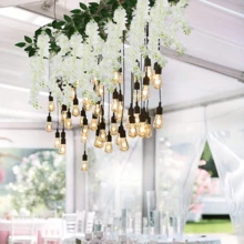 1 件，180 厘米/5.9 英尺，丝绸紫藤花环，人造紫藤悬挂花藤，适用于婚礼拱门装饰、房间装饰、家居装饰、派对花园家居餐桌背景、生日毕业装饰 - 彩色 - 查看 3