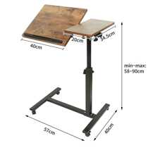 Table d'ordinateur avec Hauteur réglable et surface rotatif 360°, Table d'appoint roulante pour Ordinateur, Support laptop netbook avec 4 roulettes