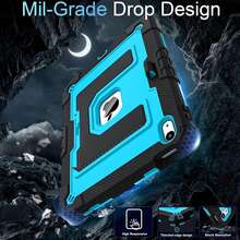 For Pad (A16) 11th/10th Generation 2025/2022 Kids Friendly Pad Case 10th Generation With Shoulder Strap/Pencil Holder,Heavy Duty Shockproof Cover For Pad (A16) 11th/10th Generation 2025/2022/PAD AIR4 10.9( 2020) PAD AIR5 10.9( 2022) Pad Air 11 M2 / M3 (2024/2025) - 黑色 - 查看 3