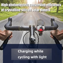 Luz delantera de bicicleta solar con bocina, resistente al agua IPX4, iluminación para montar en bicicleta de montaña por la noche, recargable por USB
