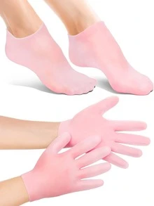 1Pair Moisturizing Hand Gloves, For Dry Cracked Skin Softening Exfoliating Feet Hand Care Tools, Soft Silicone Gel, Skin Repairing, Reusable, Suitable For Hand Care, Beige/Pink,Hand Care,Gift,Care Tools, Soft Silicone Gloves, Gel Spa Moisturizing Gloves, Aloe Vera Lotion Gloves For Repairing Dry, One Size Fits All, Ideal For Home Hydration, Moisturizing Hand Gloves,Gift For My Mother,Mother's Day,Travel Accessories