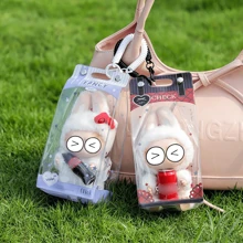 Estuche y bolsa protectora de color macaron de Labubuu (La muñeca no está incluida), bolsa de almacenamiento transparente a prueba de polvo y agua, esencial del verano, estuche de exhibición colgante claro para muñecas Labulabu de 17 cm/15 cm de pie/sentada, organizador compacto de alta claridad para regalo de mujeres (organizador para viajes/decoración del hogar)