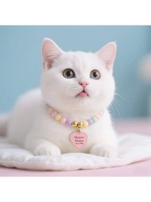 2pcs Cat Beaded Necklace Cute Highly Attractive Rhinestone-Studded Dog&Cat Collar Decorative Item For Photo-Shooting Necklace Resistant To Cat Bites&Licks(Katzen Halsband,Halsband Katze)