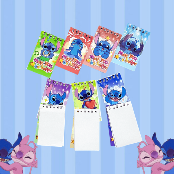 Disney 10pcs Stitch Themed Notebook - Bright Cartoon Design, Spiral Binding, English Text - Ideal For Birthdays, Christmas Party Favors And Collectors School Supplies,Back To School