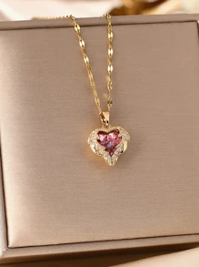 Fashionable Stainless Steel Ocean Heart Women's Necklace, Elegant Design Love Pendant 18k Gold Collar Chain, Suitable For Women's Daily Wear, Banquet, Holiday Gifts