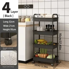 3 Layer/ 4Layer Plastic Rolling Utility Cart With Handle Storage Trolley For Office, Living Room, Kitchen, Movable Storage Organizer With Wheel