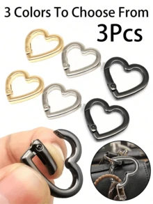 金属心形弹簧扣，多种颜色可选，心形环可打开手提包皮带扣连接器，包袋弹簧扣，服装配件，户外露营和徒步旅行配件，DIY包袋配件，手机壳吊坠，汽车钥匙连接扣，DIY吊坠开口环，包袋肩带连接扣，DIY吊坠