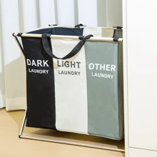 Multi-Compartment Laundry Basket, Clothes Storage Organizer, Collapsible 3-Sections Laundry Hamper With Aluminum Frame, Suitable For Bathroom, Bedroom, Garage