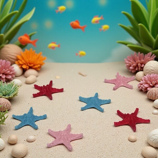 4pcs/6pcs Blue Aquarium Beach Starfish Decorative Ornaments, Resin Statue Art Crafts, Suitable For Bookshelf Home Living Room Office Coffee Shop Decoration, Room Desktop Display Foyer Decoration, Home Decoration