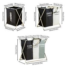 Multi-Compartment Laundry Basket, Clothes Storage Organizer, Collapsible 3-Sections Laundry Hamper With Aluminum Frame, Suitable For Bathroom, Bedroom, Garage