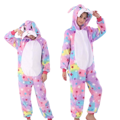 nerd hunters Kigurumi Dziecięce Królik z Kapturem i Zamkiem Strój dla Chłopca i Dziewczynki, Prezent
